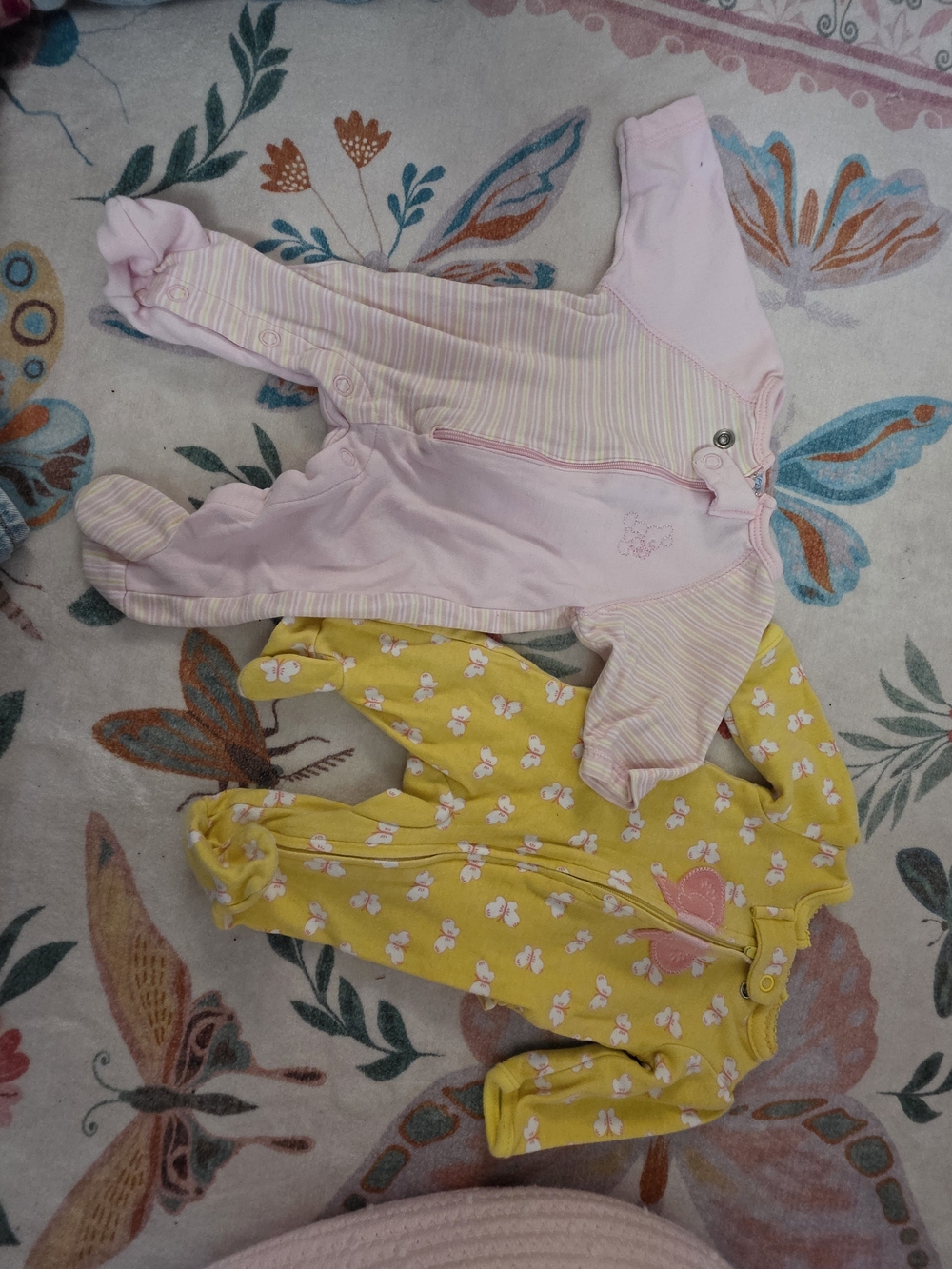 2 Preemie Footies! Yellow Has A Ruffle Butt And The Pink Is Vintage